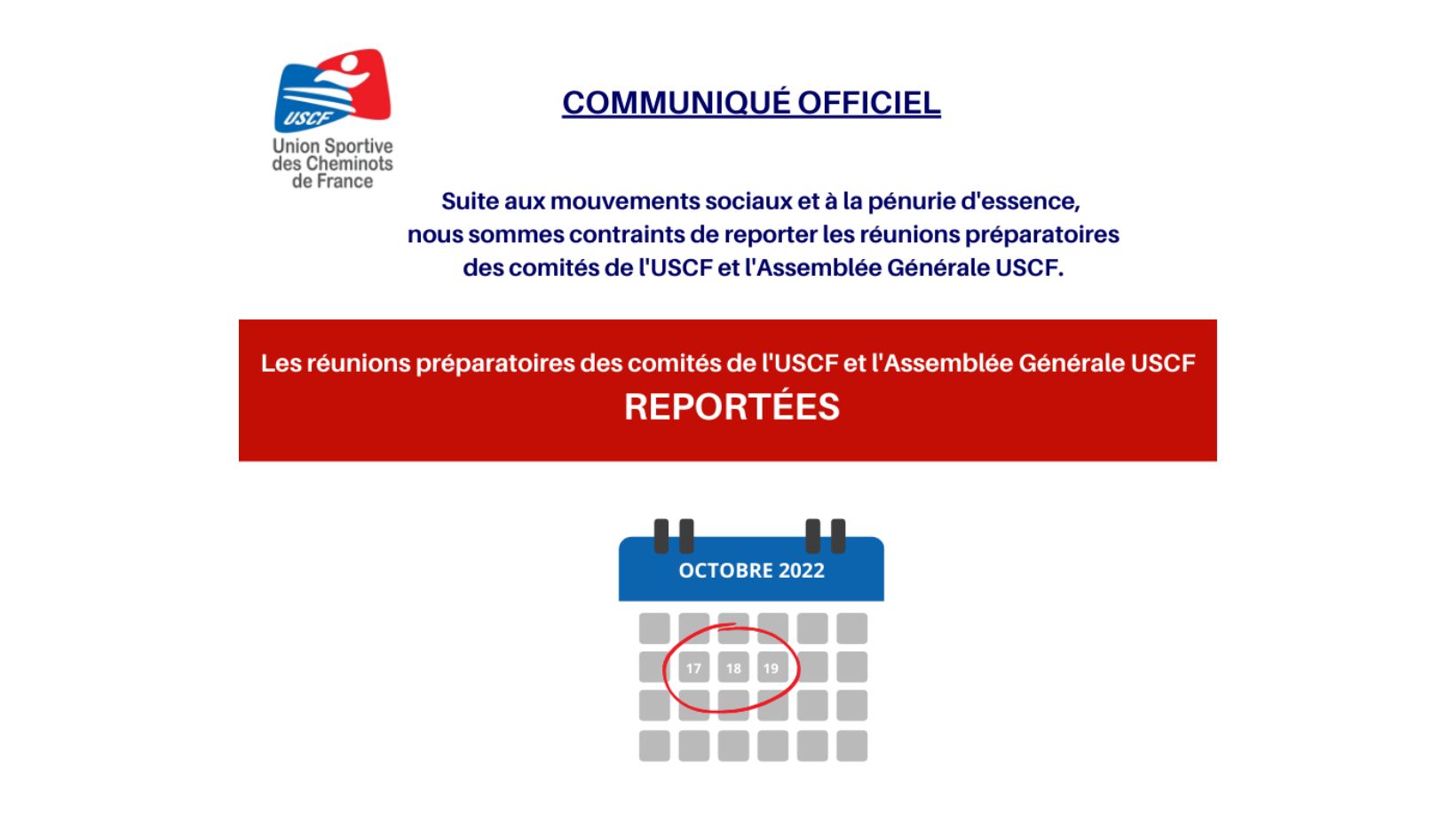 Report de l'AG USCF et des Réunions Préparatoires de Comités
